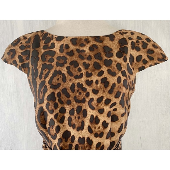 $$$ SOLD PER SE Silk Animal Print Cap Sleeve Dress w/Sash - Picture 4 of 9